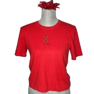 Cochni Italy 100% Cashmere Pullover Red short sleeve Sweater size S